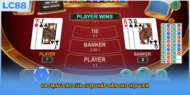 Đa dạng các cửa cược hấp dẫn cho hội viên